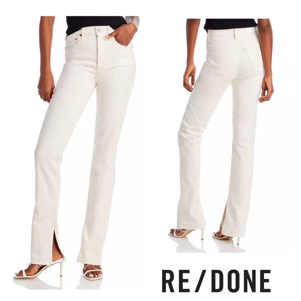 New! RE/DONE 70s High Rise Skinny Boot Jeans In Vintage White